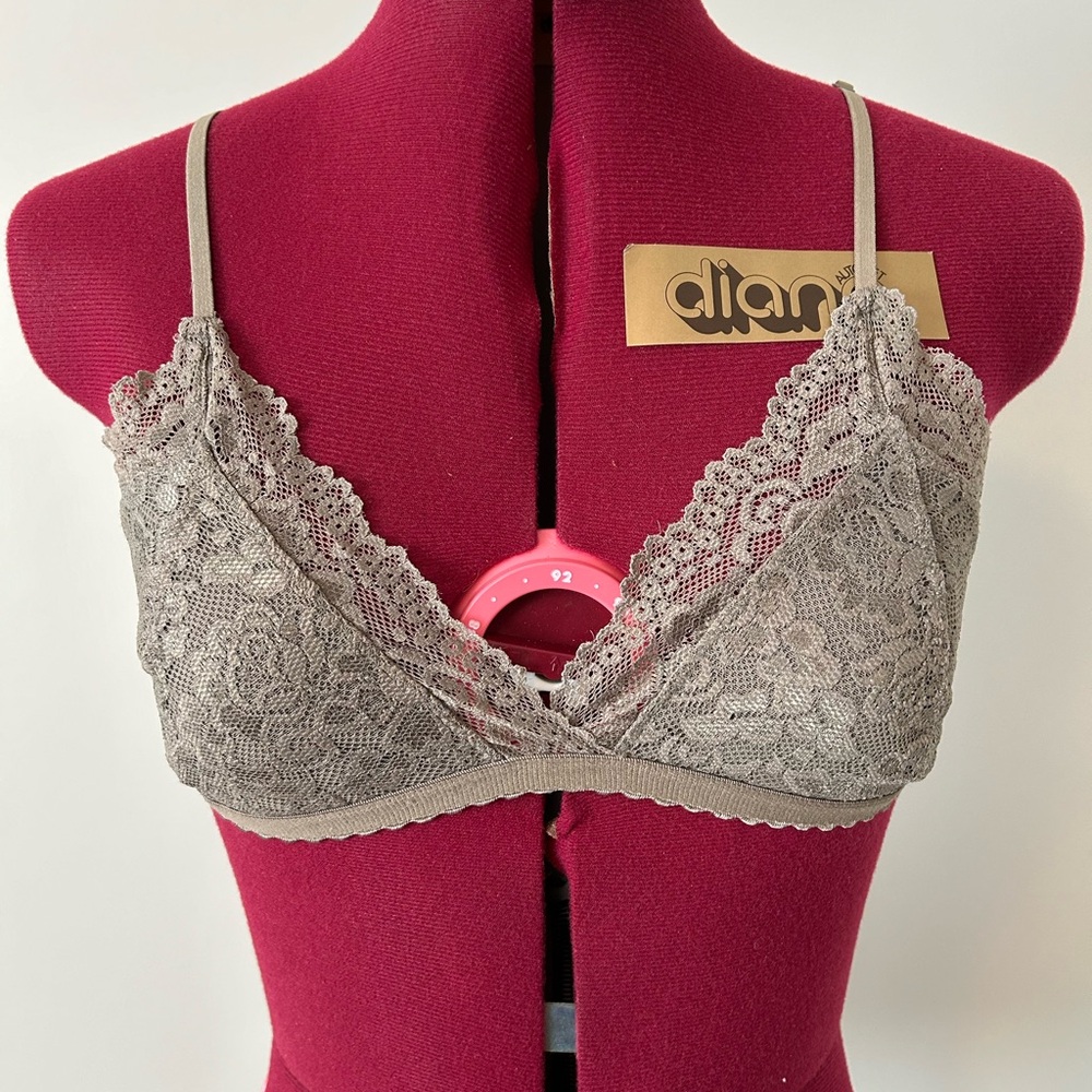 Talula Brown/Grey Lace Bralette with Scalloped Edging